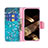 Handytasche Stand Schutzhülle Flip Leder Hülle Blumen L01 für Apple iPhone 15 Plus Cyan