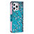 Handytasche Stand Schutzhülle Flip Leder Hülle Blumen L02 für Apple iPhone 14 Pro Max Cyan