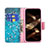 Handytasche Stand Schutzhülle Flip Leder Hülle Blumen L02 für Apple iPhone 14 Pro Max Cyan