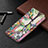 Handytasche Stand Schutzhülle Flip Leder Hülle Blumen L02 für Apple iPhone 15 Plusfarbig