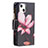 Handytasche Stand Schutzhülle Flip Leder Hülle Blumen L03 für Apple iPhone 13 Braun