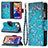 Handytasche Stand Schutzhülle Flip Leder Hülle Blumen L03 für Apple iPhone 14 Plus Cyan