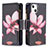 Handytasche Stand Schutzhülle Flip Leder Hülle Blumen L03 für Apple iPhone 15 Braun