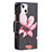 Handytasche Stand Schutzhülle Flip Leder Hülle Blumen L03 für Apple iPhone 15 Braun