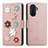 Handytasche Stand Schutzhülle Flip Leder Hülle Blumen S02D für Huawei Enjoy 50 Rosegold