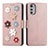 Handytasche Stand Schutzhülle Flip Leder Hülle Blumen S02D für Motorola Moto E32 Rosegold