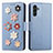 Handytasche Stand Schutzhülle Flip Leder Hülle Blumen S02D für Samsung Galaxy A04s Blau