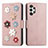 Handytasche Stand Schutzhülle Flip Leder Hülle Blumen S02D für Samsung Galaxy A13 4G Rosegold