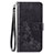 Handytasche Stand Schutzhülle Flip Leder Hülle Blumen S02D für Samsung Galaxy A30 Schwarz