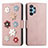 Handytasche Stand Schutzhülle Flip Leder Hülle Blumen S02D für Samsung Galaxy A32 4G Rosegold