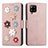 Handytasche Stand Schutzhülle Flip Leder Hülle Blumen S02D für Samsung Galaxy A42 5G Rosegold