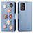 Handytasche Stand Schutzhülle Flip Leder Hülle Blumen S02D für Samsung Galaxy A72 5G Blau