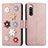 Handytasche Stand Schutzhülle Flip Leder Hülle Blumen S02D für Sony Xperia 10 IV Rosegold