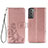 Handytasche Stand Schutzhülle Flip Leder Hülle Blumen S03D für Samsung Galaxy S22 Plus 5G Rosa