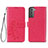 Handytasche Stand Schutzhülle Flip Leder Hülle Blumen S03D für Samsung Galaxy S22 Plus 5G Rot