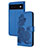 Handytasche Stand Schutzhülle Flip Leder Hülle Blumen Y01X für Google Pixel 6 Pro 5G Blau