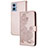 Handytasche Stand Schutzhülle Flip Leder Hülle Blumen Y01X für Motorola Moto E22 Rosegold