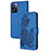 Handytasche Stand Schutzhülle Flip Leder Hülle Blumen Y01X für Oppo A57 4G Blau