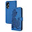 Handytasche Stand Schutzhülle Flip Leder Hülle Blumen Y01X für Oppo A58 4G Blau