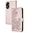 Handytasche Stand Schutzhülle Flip Leder Hülle Blumen Y01X für Oppo A58 4G Rosegold