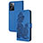 Handytasche Stand Schutzhülle Flip Leder Hülle Blumen Y01X für Oppo A77 4G Blau