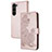 Handytasche Stand Schutzhülle Flip Leder Hülle Blumen Y01X für Samsung Galaxy S22 Plus 5G Rosegold