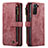 Handytasche Stand Schutzhülle Flip Leder Hülle C01S für Samsung Galaxy S21 5G Rot