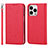 Handytasche Stand Schutzhülle Flip Leder Hülle D01T für Apple iPhone 15 Pro Max Rot