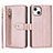 Handytasche Stand Schutzhülle Flip Leder Hülle D06T für Apple iPhone 14 Plus Rosegold