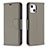 Handytasche Stand Schutzhülle Flip Leder Hülle für Apple iPhone 13 Grau