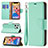 Handytasche Stand Schutzhülle Flip Leder Hülle für Apple iPhone 13 Pro Cyan