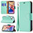 Handytasche Stand Schutzhülle Flip Leder Hülle für Apple iPhone 14 Cyan