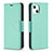 Handytasche Stand Schutzhülle Flip Leder Hülle für Apple iPhone 15 Cyan