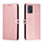 Handytasche Stand Schutzhülle Flip Leder Hülle H02X für Motorola Moto E13 Rosegold