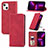 Handytasche Stand Schutzhülle Flip Leder Hülle H30 für Apple iPhone 13 Mini Rot