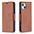 Handytasche Stand Schutzhülle Flip Leder Hülle L01 für Apple iPhone 14 Plus Braun