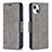 Handytasche Stand Schutzhülle Flip Leder Hülle L01 für Apple iPhone 14 Plus Grau