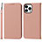 Handytasche Stand Schutzhülle Flip Leder Hülle L10 für Apple iPhone 14 Pro Max Rosegold