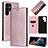 Handytasche Stand Schutzhülle Flip Leder Hülle L10Z für Samsung Galaxy S21 Ultra 5G Rosegold