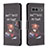 Handytasche Stand Schutzhülle Flip Leder Hülle Modisch Muster B01F für Google Pixel 7a 5G Dunkelgrau