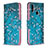 Handytasche Stand Schutzhülle Flip Leder Hülle Modisch Muster B01F für Samsung Galaxy A10s Cyan