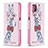 Handytasche Stand Schutzhülle Flip Leder Hülle Modisch Muster B01F für Samsung Galaxy M12 Rosa