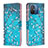 Handytasche Stand Schutzhülle Flip Leder Hülle Modisch Muster B01F für Xiaomi Poco C55 Cyan