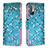 Handytasche Stand Schutzhülle Flip Leder Hülle Modisch Muster B01F für Xiaomi Redmi Note 10 5G Cyan