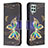 Handytasche Stand Schutzhülle Flip Leder Hülle Modisch Muster B03F für Samsung Galaxy A22 4G Schwarz