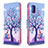 Handytasche Stand Schutzhülle Flip Leder Hülle Modisch Muster B03F für Samsung Galaxy A31 Helles Lila