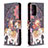 Handytasche Stand Schutzhülle Flip Leder Hülle Modisch Muster B03F für Samsung Galaxy A72 4G Braun