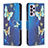 Handytasche Stand Schutzhülle Flip Leder Hülle Modisch Muster B03F für Samsung Galaxy A73 5G Hellblau