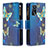 Handytasche Stand Schutzhülle Flip Leder Hülle Modisch Muster B04F für Oppo A16s Blau