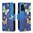 Handytasche Stand Schutzhülle Flip Leder Hülle Modisch Muster B04F für Oppo A77 5G Blau